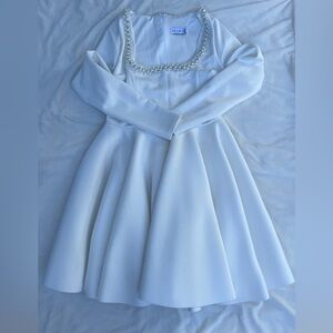 Club L London White Dress with Pearl Embellishments